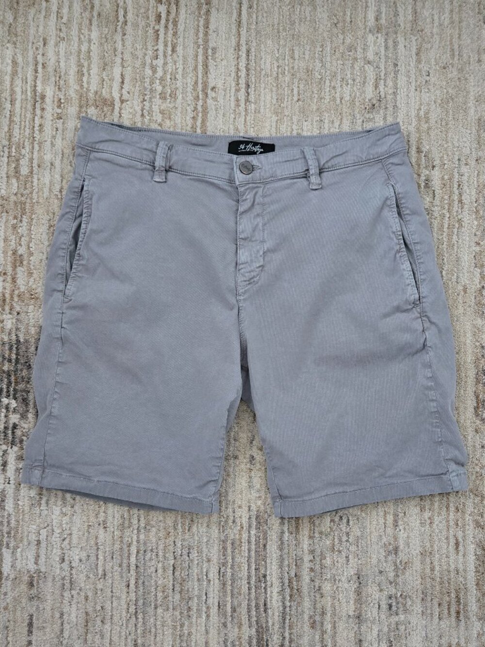 34 Heritage Arizona Shark Twill Shorts Mens Washed Grey Stretch Fabric Preppy 34